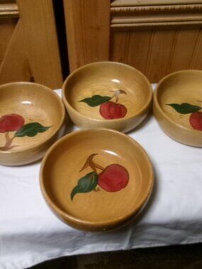 MCM lot of 4 hand painted wood Salad bowls RIo Grande